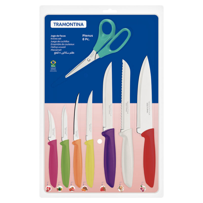 Juego de cuchillos Tramontina 8 piezas Plenus colores
