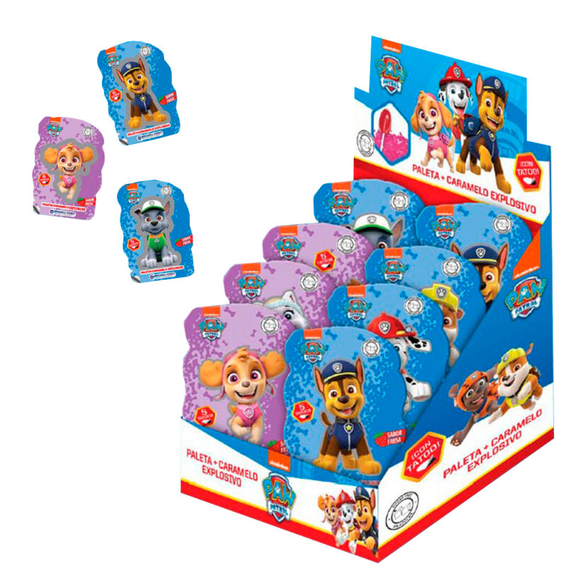 Caramelo popping candy y lollipop paw patrol x 20un
