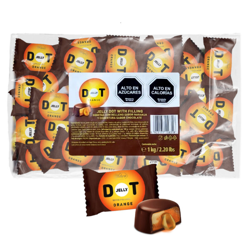 Gomitas Dot Rellenas Sabor Naranja Cubierto Sabor Chocolate 1kg