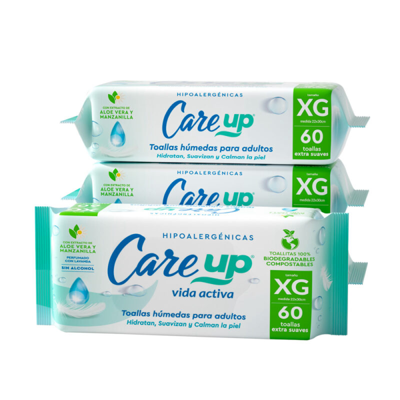 Toallas Húmedas Care Up Adulto Biodegradable 60ud