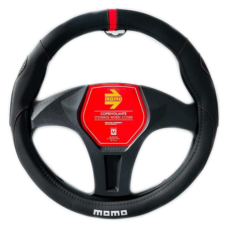 Cubre Volante Momo Negro Con Rojo