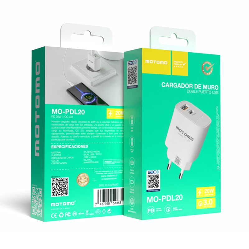 Cargador Motomo MO-L20 20W Sin Cable