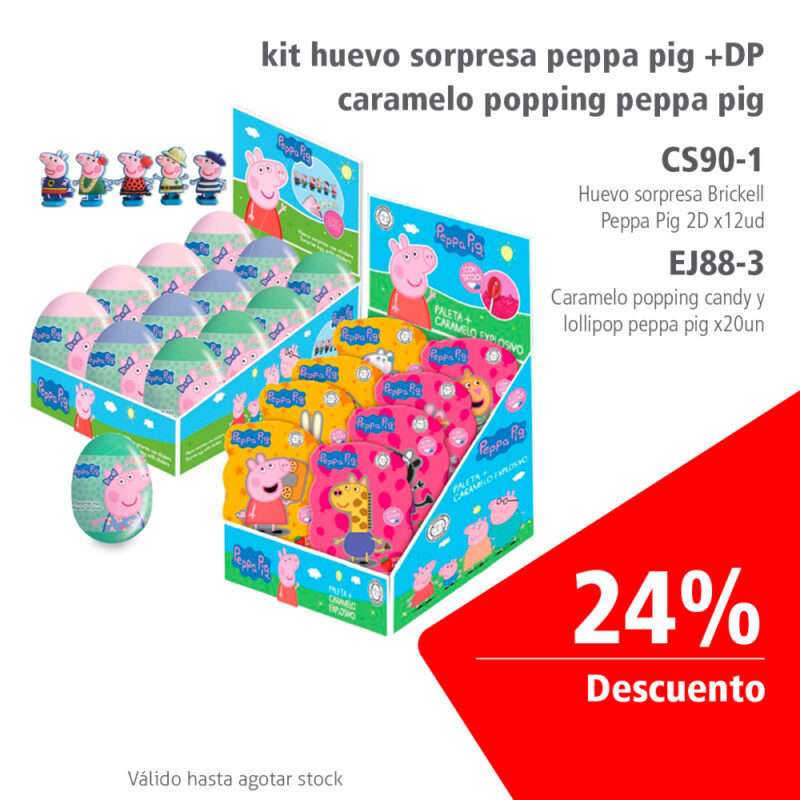 Kit huevo sorpresa peppa pig +DP caramelo popping peppa pig