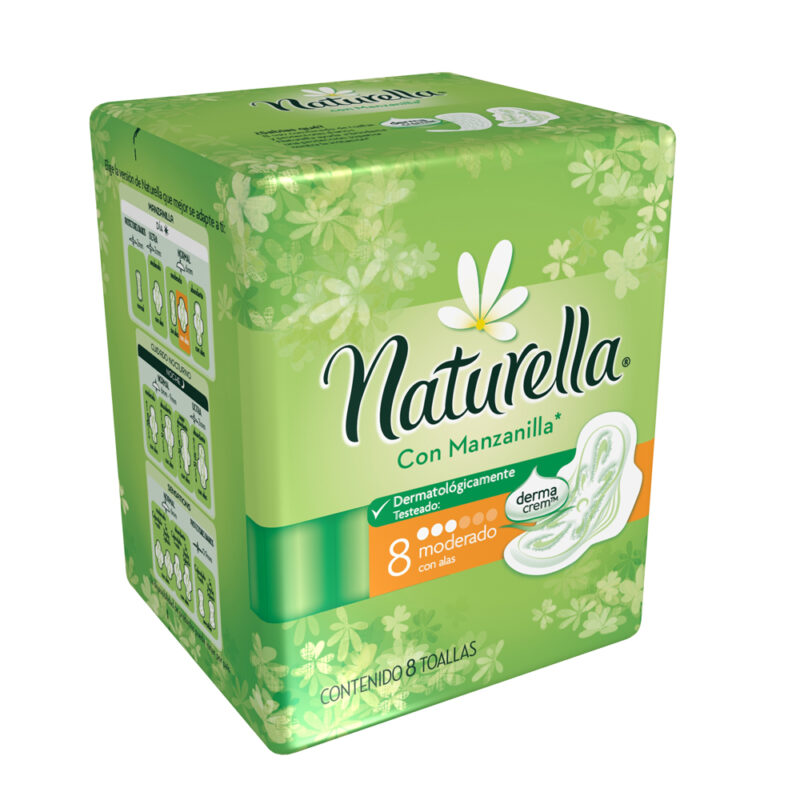 Toalla femenina Naturella manzanilla-camomilla T1 c/a x8