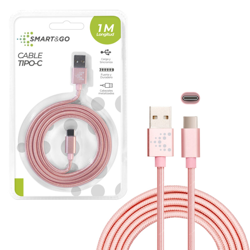 Cable USB Tipo C Smart&Go 1m Oro rosa