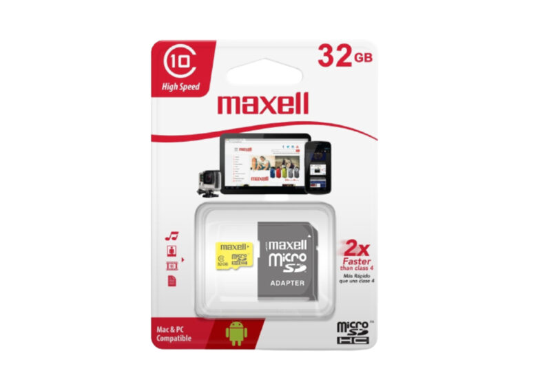 Memoria Maxell micro SDHC 32GB Cl10 con adaptador