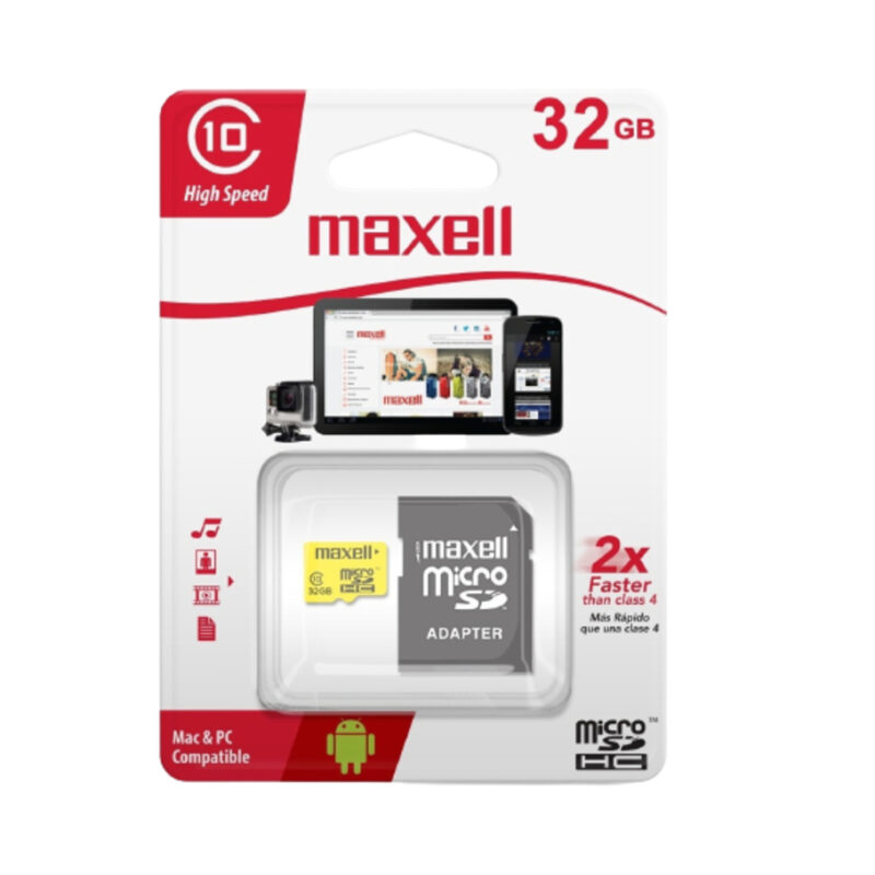 Memoria Maxell micro SDHC 32GB Cl10 con adaptador