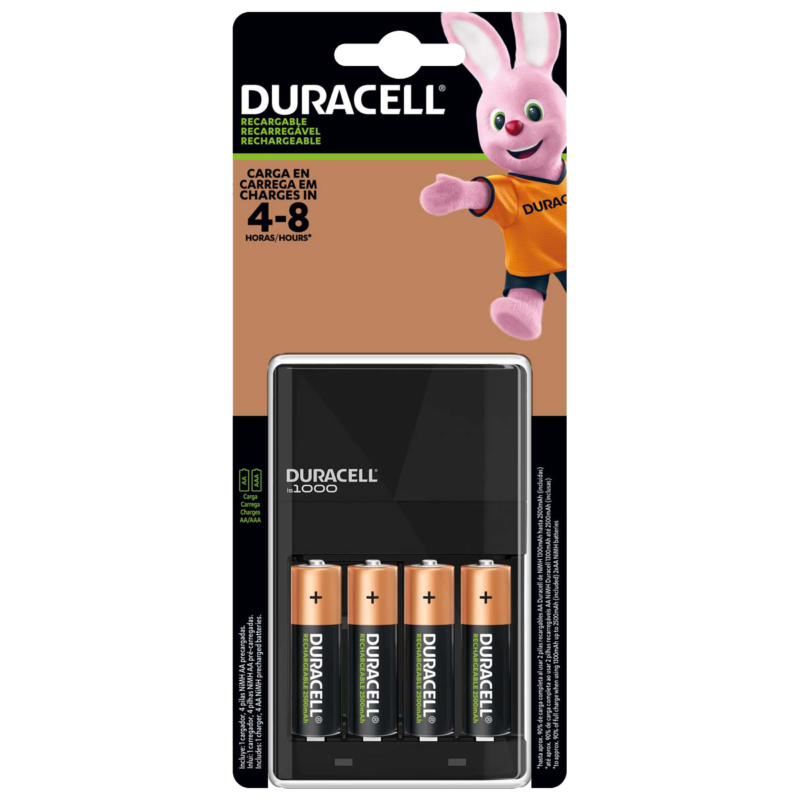Cargador pila Duracell con 4 pilas AA 2500 mAh