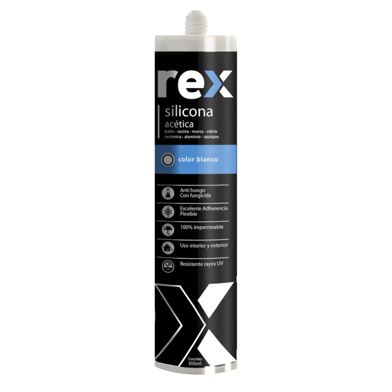 Silicona Rex acetica blanca fungicida 300ml