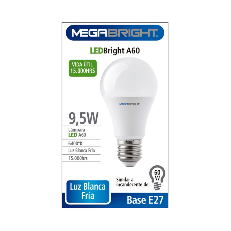 Ampolleta led 9.5w Megabright luz fria