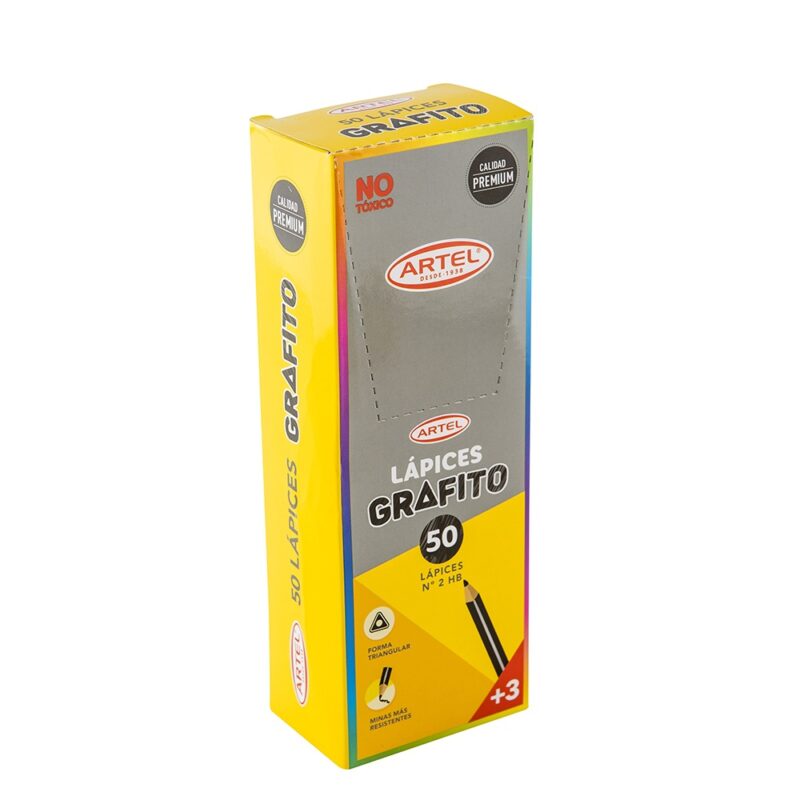 Lápices grafito Artel triangulares 2HB caja 50ud