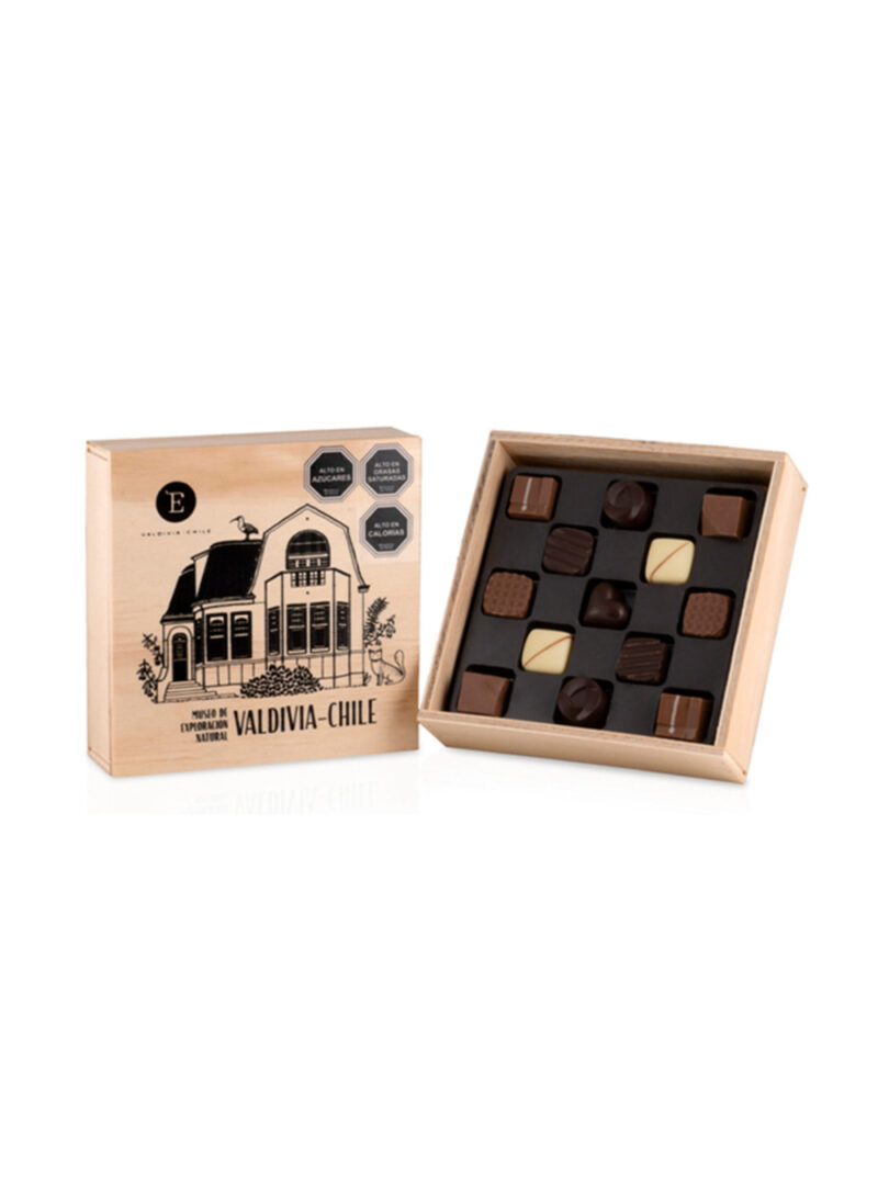 Caja madera bombones Entrelagos 13 unid