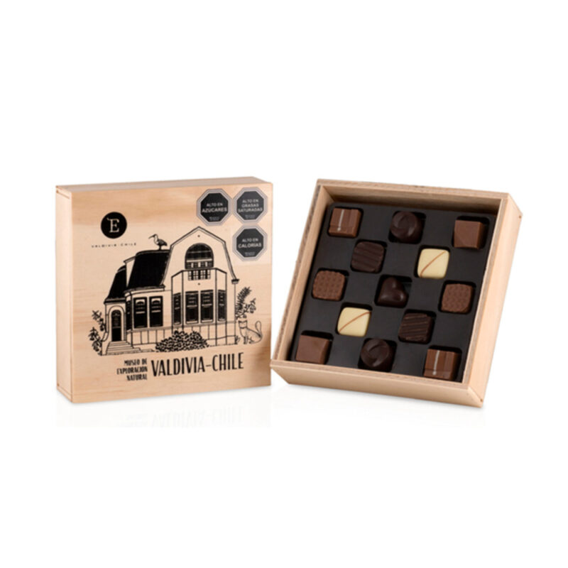Caja madera bombones Entrelagos 13 unid