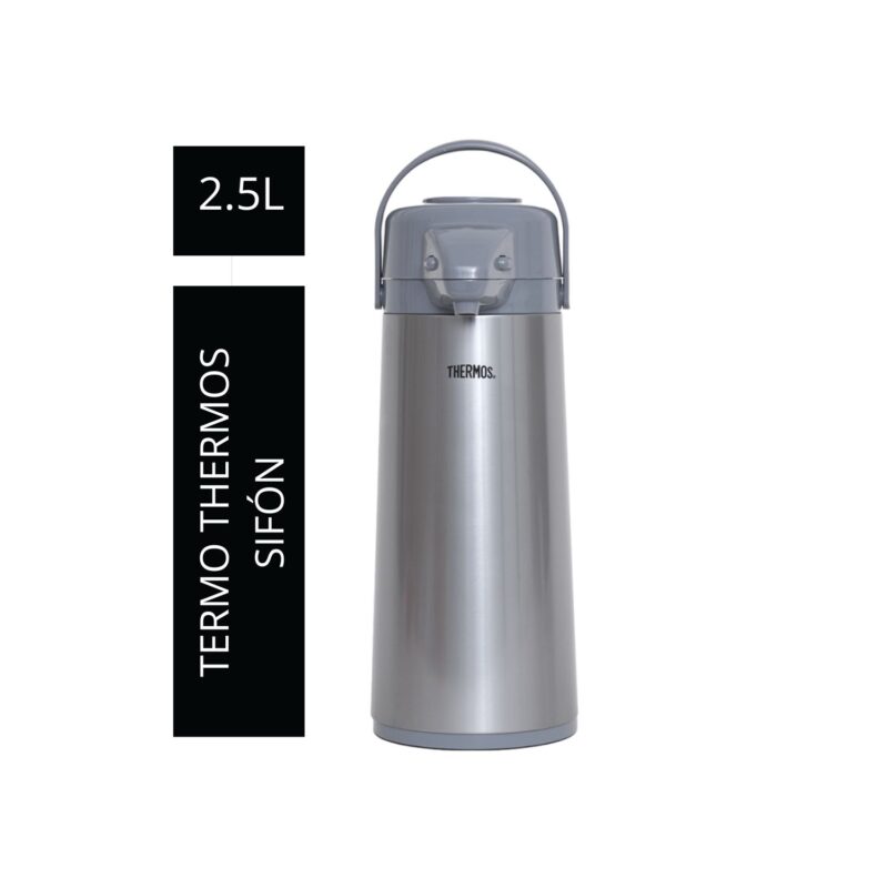 Termo Thermos sifón 2.5L interior vidrio Push Style Gris