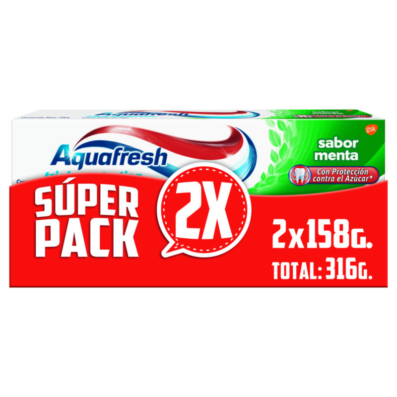 Pack pasta dental Aquafresh menta 2x158gr