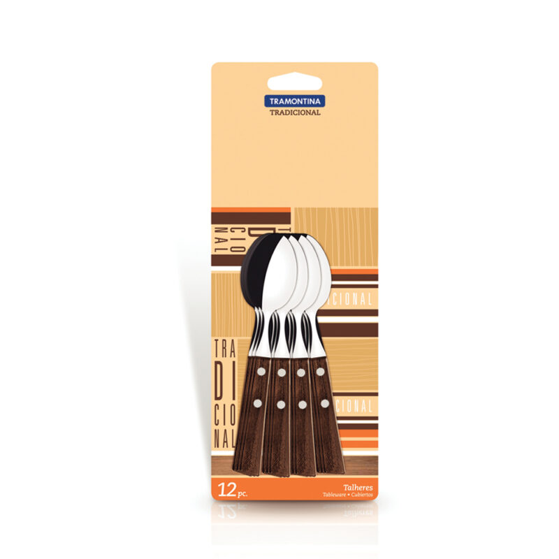 Set cuchara té Tramontina tradicional mango madera x12ud