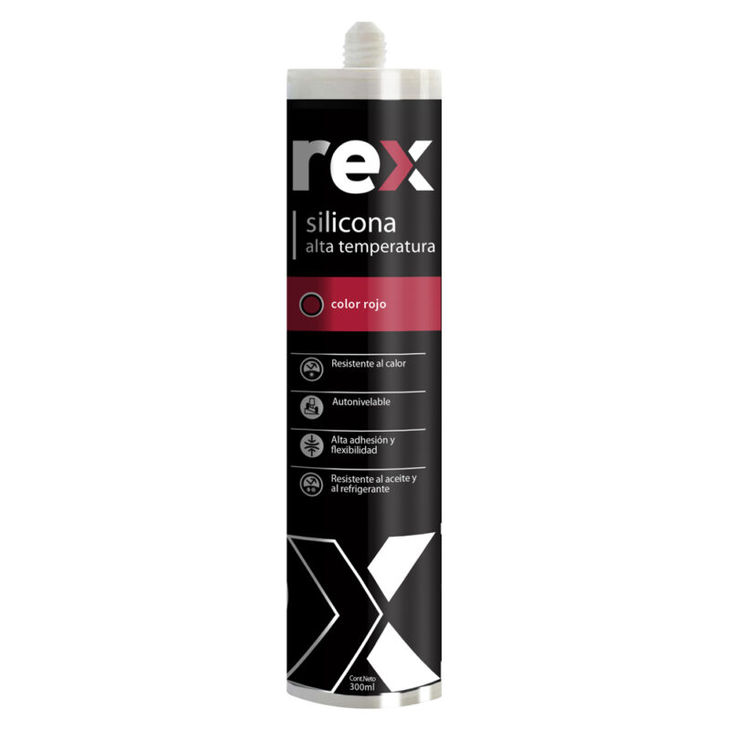 Silicona Rex alta temperatura rojo 300ml
