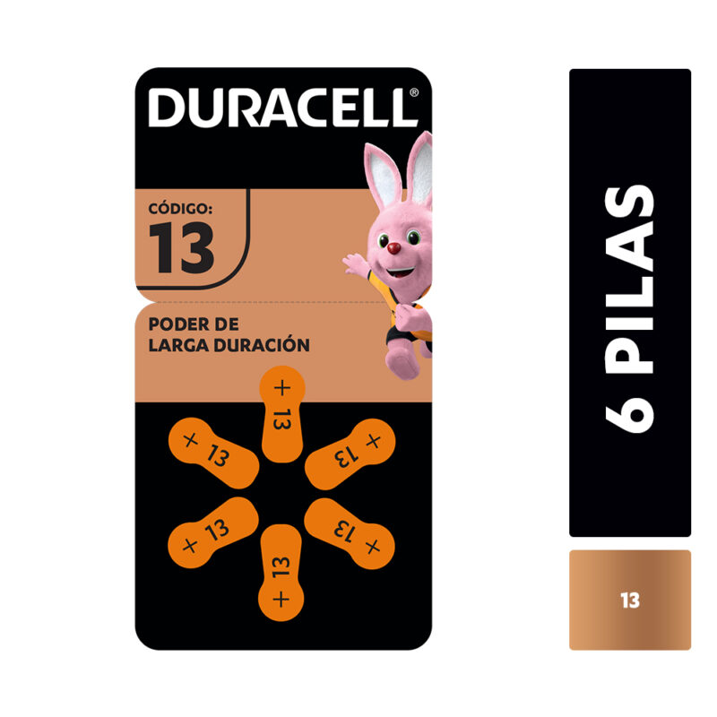 Pila Duracell audífono tamaño 13 blíster x6