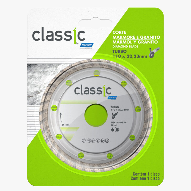 Disco diamantado classis turbo110 x 22,23 mm Norton
