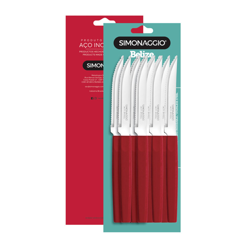 Cuchillos para carne Simonnagio 12 piezas rojo Belize