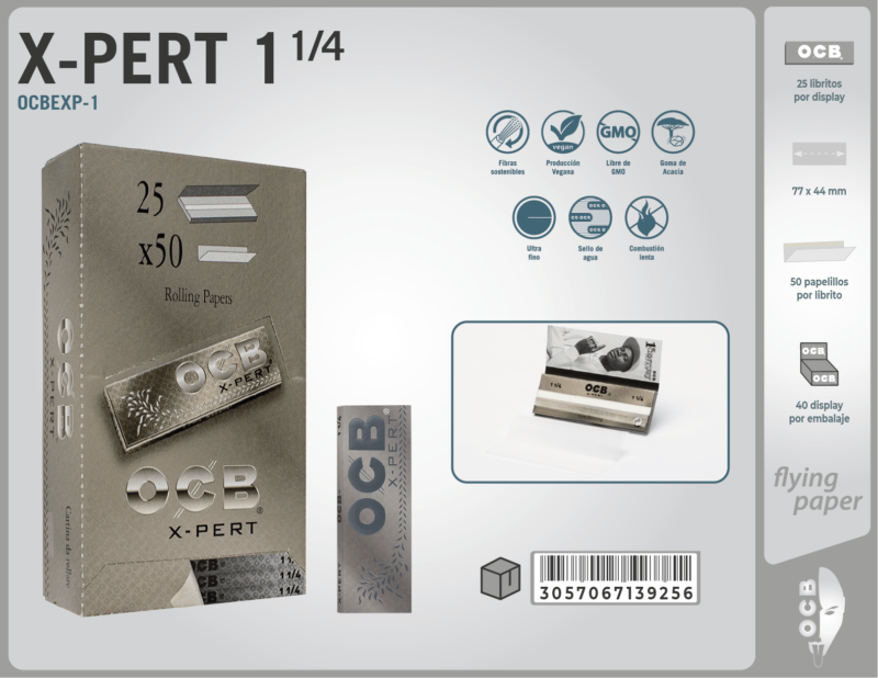 Papel fumar Ocb x-pert display x25 librillos