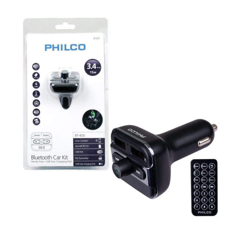 Transmisor FM Philco con bluetooth para vehiculo