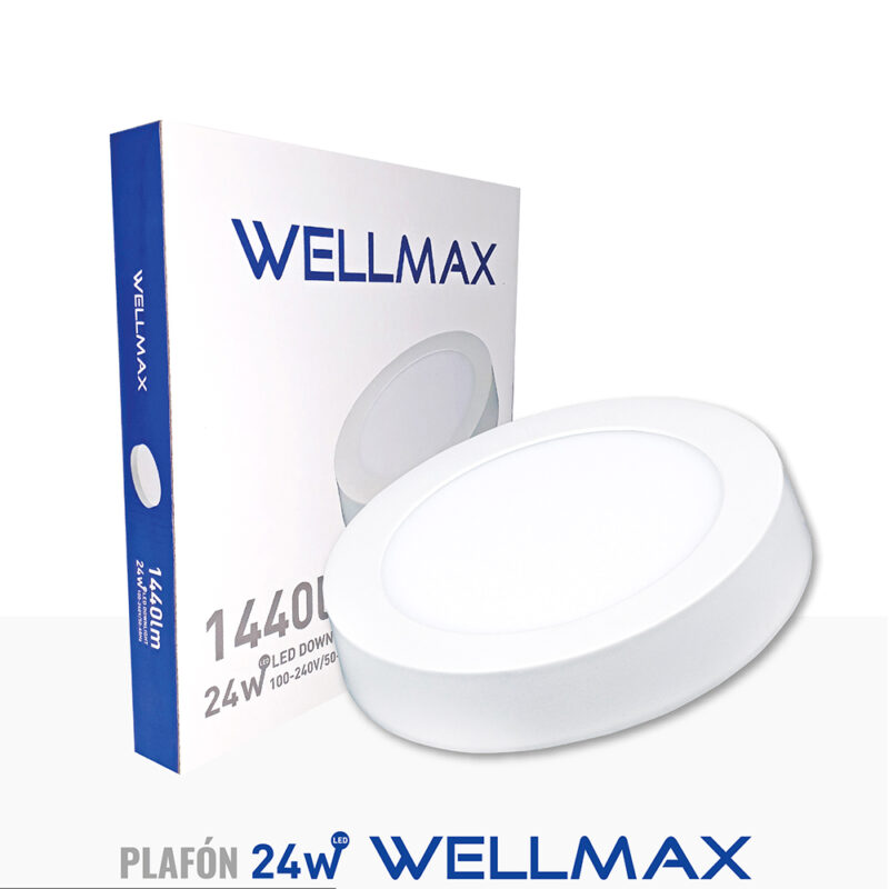 Plafon led sobrepuesto Wellmax 24w redondo luz fria