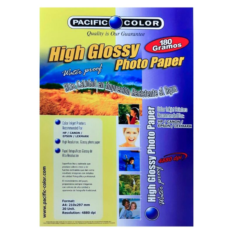Papel fotográfico glossy 180gr Pacific Color