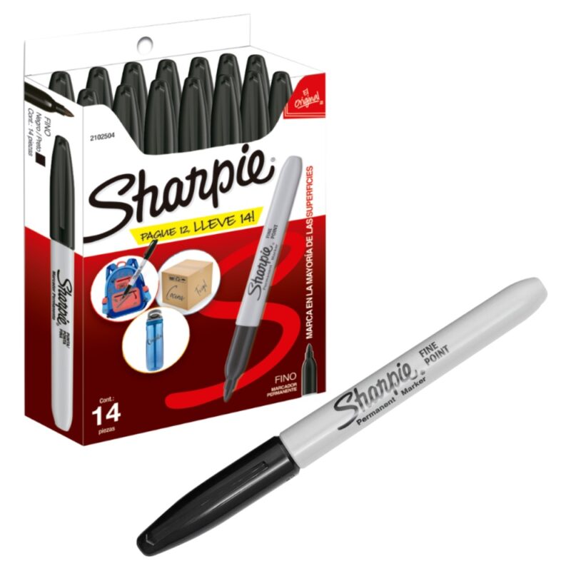 Marcador permanente Sharpie punta fina x12+2