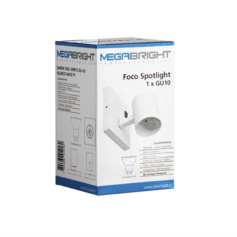 Barra sobrepuesta simple Megabright GU10 blanco mate