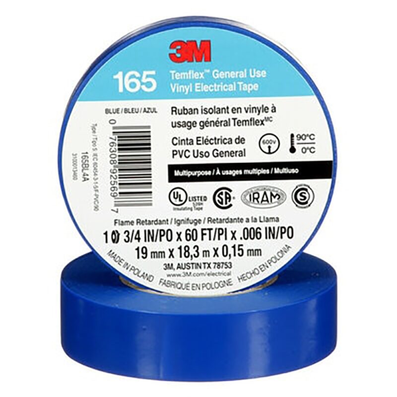Cinta electrica Temflex 165 3M 19mm x 18mt colores