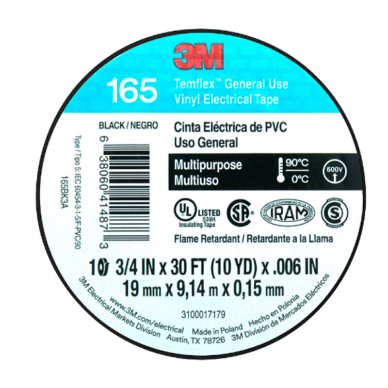 Cinta electrica Temflex 165 3M 19mm x 18mt colores