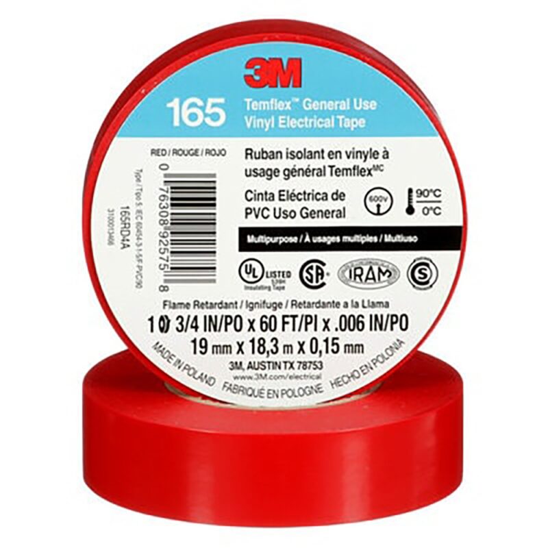 Cinta electrica Temflex 165 3M 19mm x 18mt colores