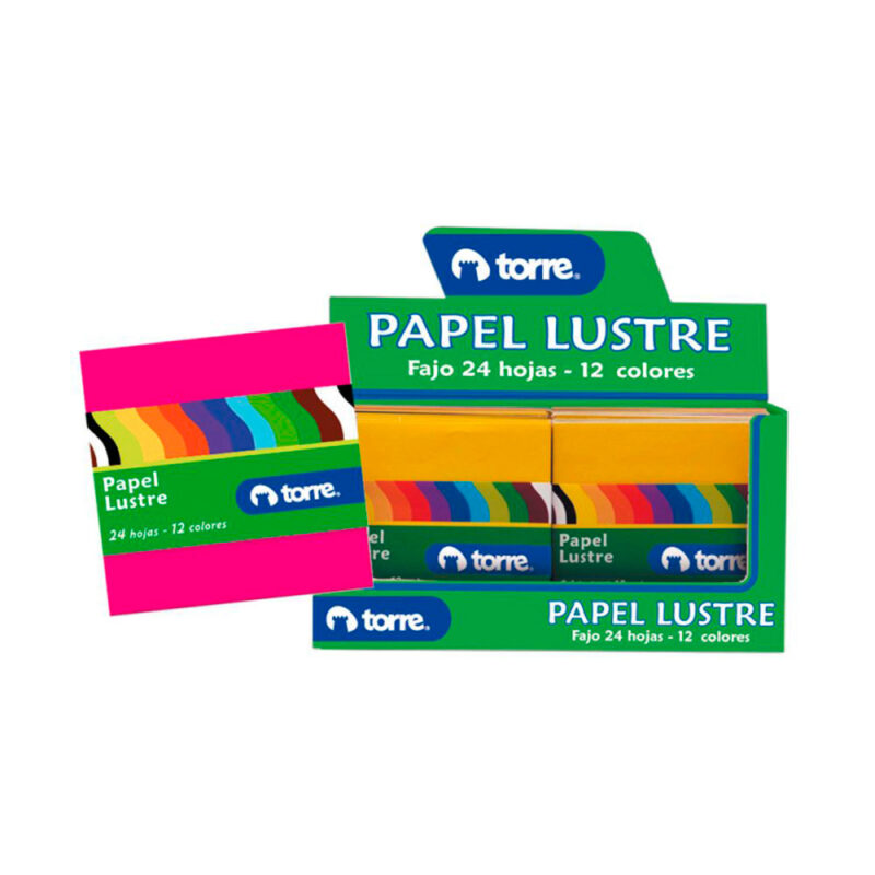 Papel lustre Torre pequeño 24 hj colores surtidos x100ud