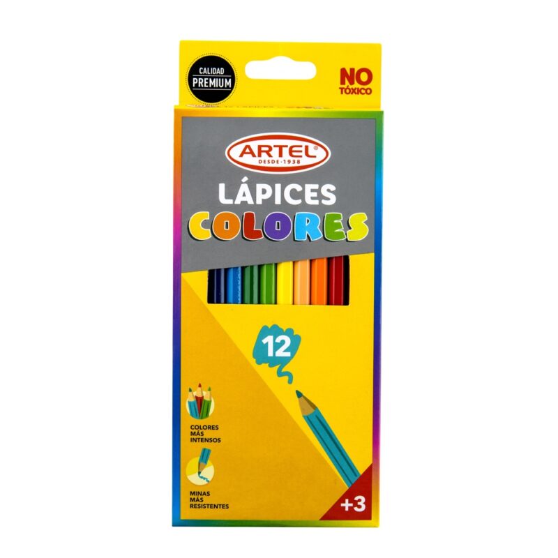 Lápiz color Artel largos 12 colores x1ud