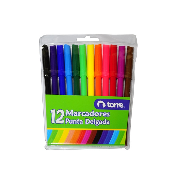Lápiz scripto Torre punta delgada 12 colores x1ud