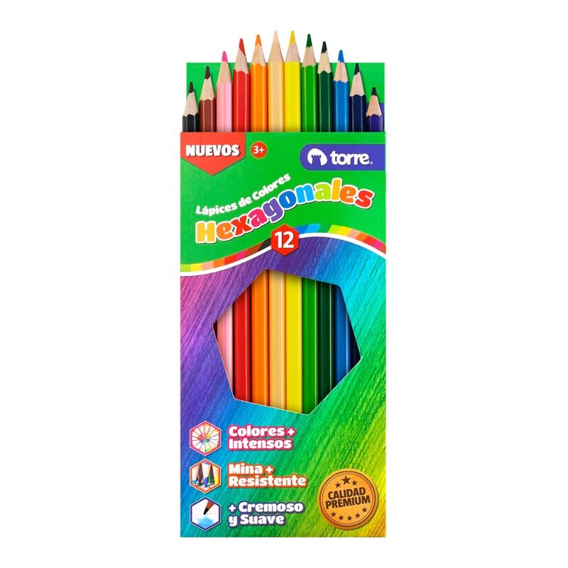 Lápiz color Torre Imagia hexagonal 12 colores x1ud