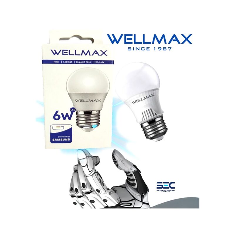 Ampolleta led G45 Wellmax 6W  Variedad