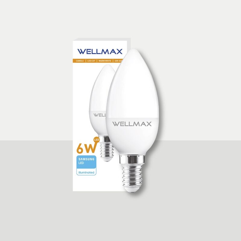 Ampolleta led Wellmax 6w vela C37 variedad