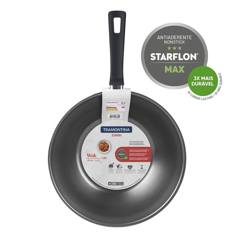 Pan wok Tramontina de 28cm aluminio colores