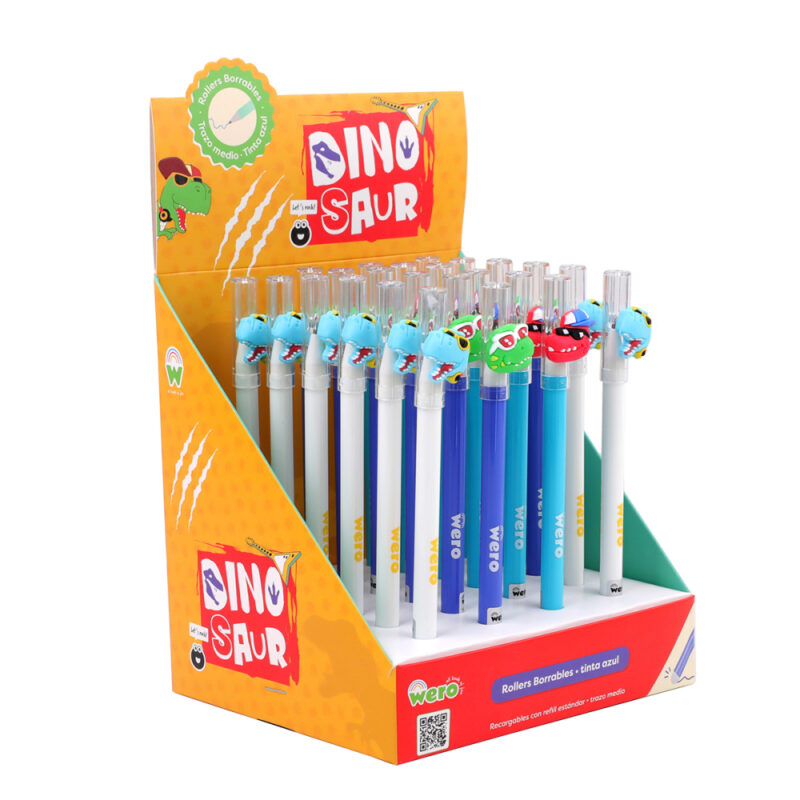 Lapiz tinta azùl borrables trazo medio Dinosaur x 24 Unid