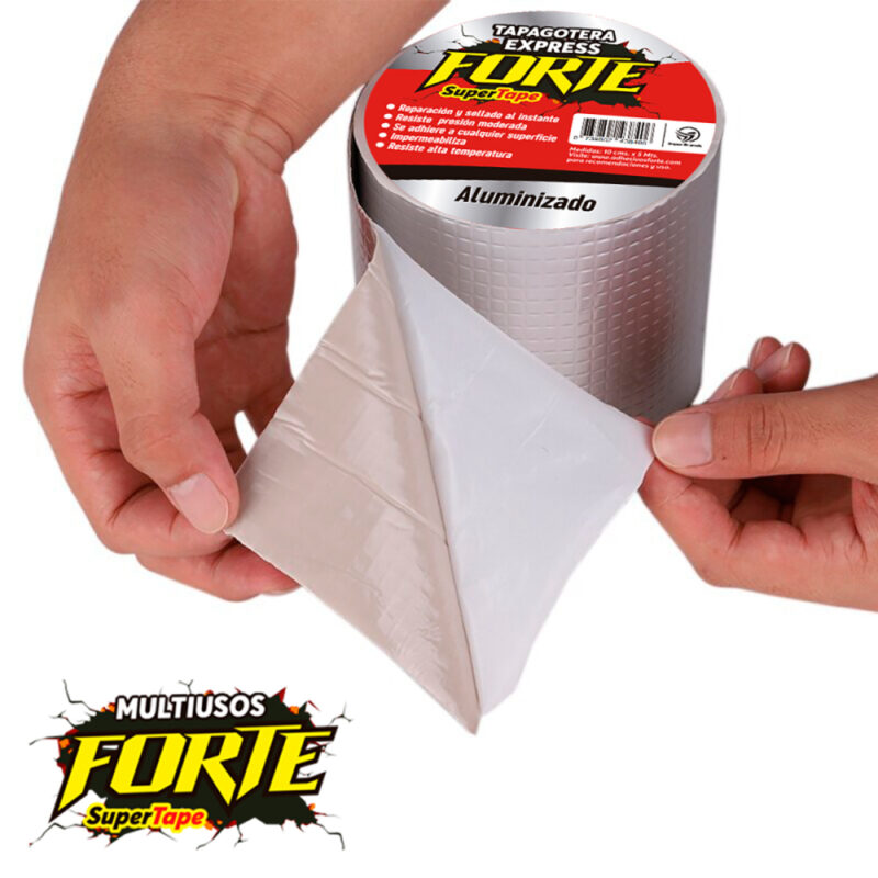Cinta Adhesiva Tapagotera Forte Hojalatera aluminizado