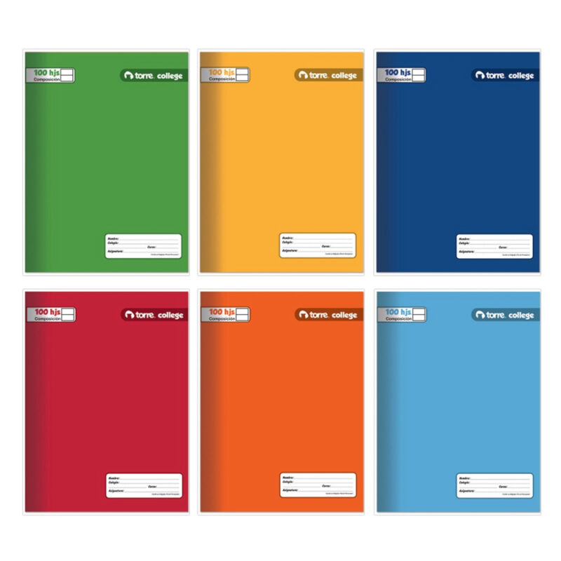 Cuaderno college Torre liso composición 100hj x10ud