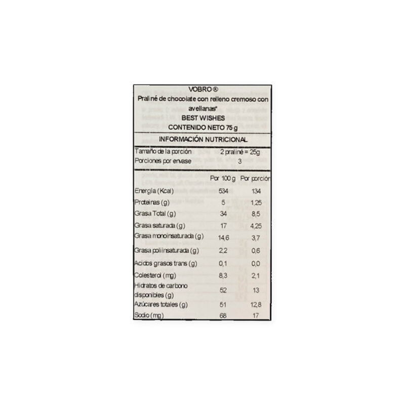 Estuche bombones hazelnuts Best Wishes 75g