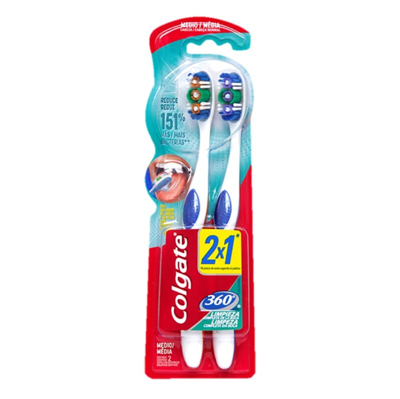 Pack cepillo Colgate 360 mediano twin x2