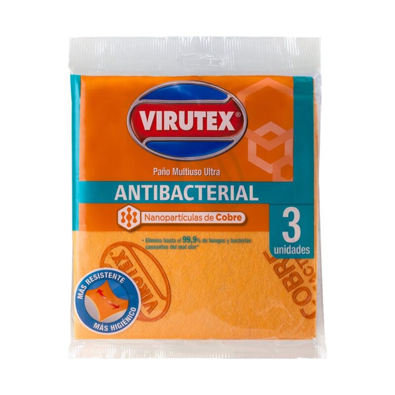 Paño multiuso cobre Virutex antibacterial x3 clasica