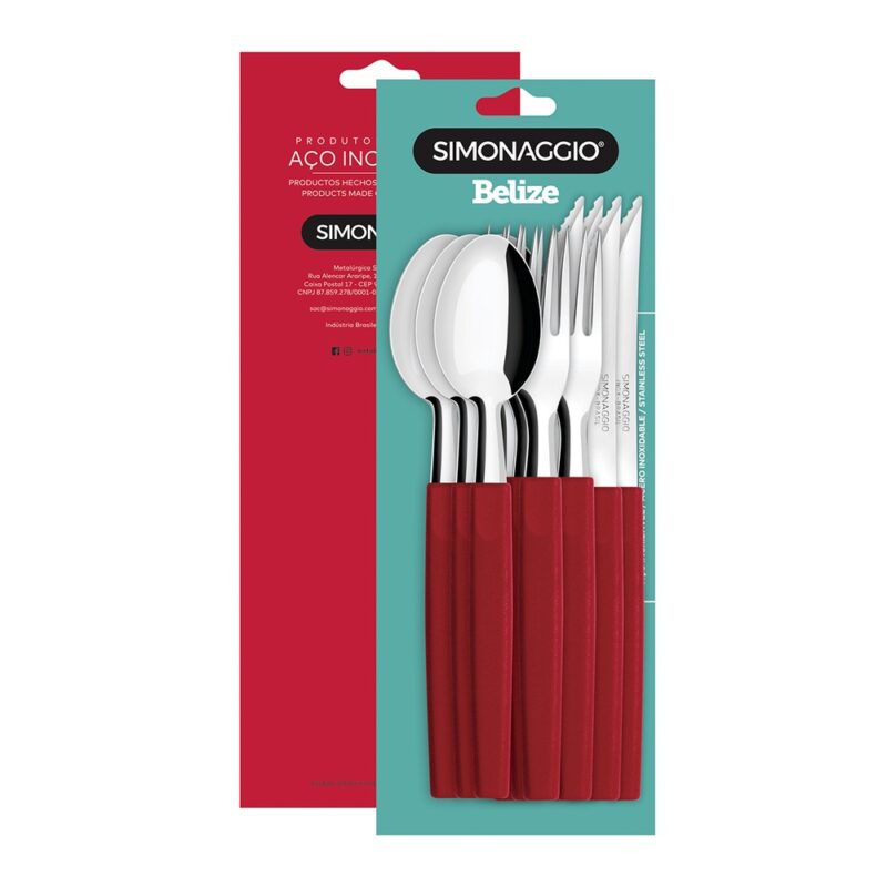juego de cubiertos Simonnagio 12 piezas rojo belize
