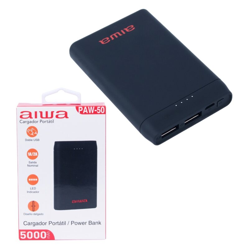Power bank 5000 mha Aiwa con cable USB