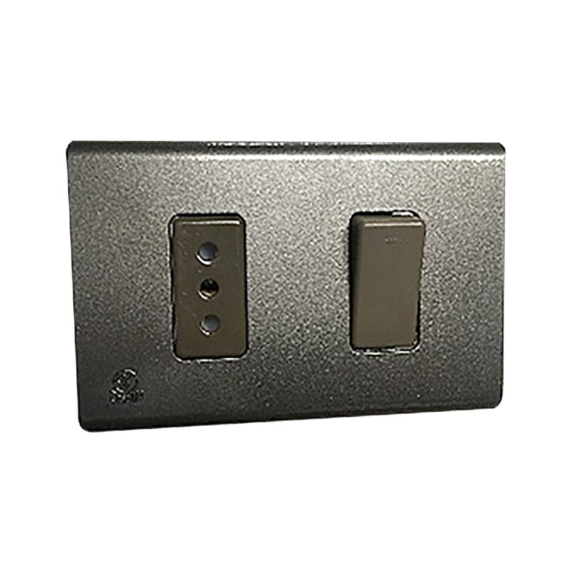Interruptor Castillo 9/12+enchufe hembra 10A 250V grafito