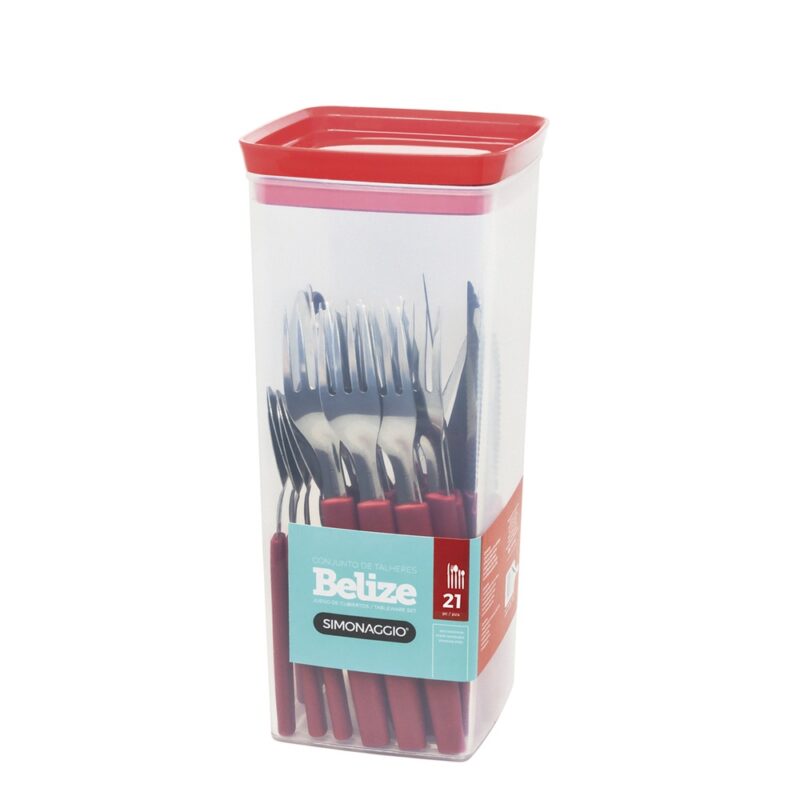 juego de cubiertos Simonnagio 21 piezas rojo belize contened